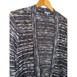 Splendid Open Front Knit Cardigan Sweater Black‎ White Marled XL